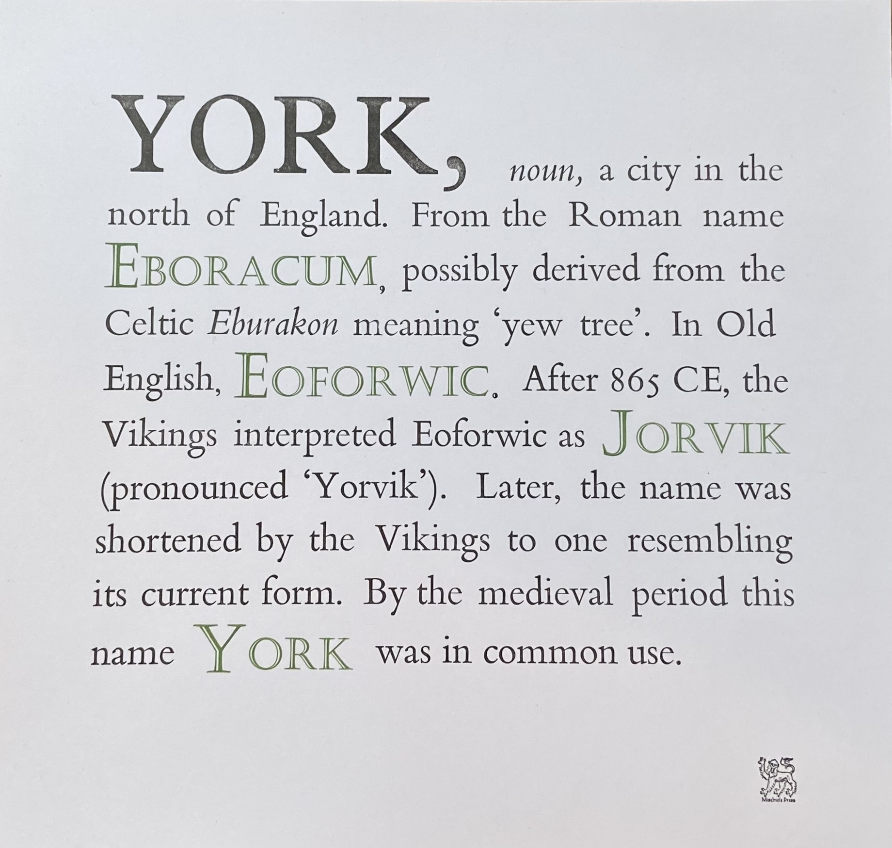 Etymology — letterpress print